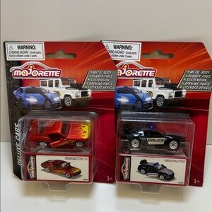 Majorette Deluxe Cars Set - Red ford mustang and ford mustang police car Black